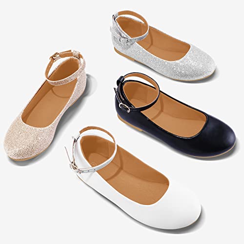 K Komforme Girl'S Ballerina Flat Ankle Strap Dress Ballet Flat Shoes (Toddler/Little Kid/Big Kid) For Wedding Party School Silver Glitter thumb #5