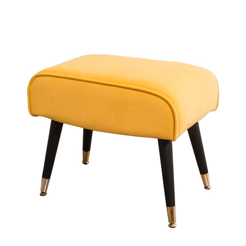 Tabouret repose-pieds ottoman rectangulaire rembourré avec quatre pieds en bois stable