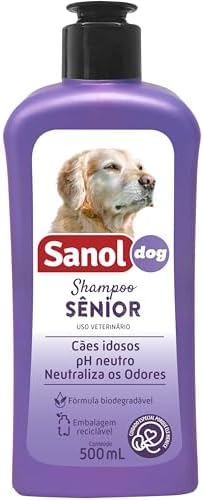 Sanol Dog, Shampoo de pelos para cães e gatos, Sênior, 500ml, Rox...