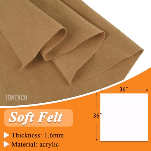 Image of IONTACH 36 inch X 36 inch Tan Soft Felt Fabric 1.6mm Thick