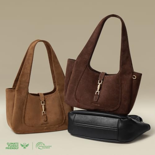 Image of BOSTANTEN Suede Shoulder Bag for Women Vintage Purse Dumpling Tote