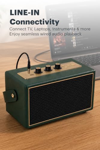 Image of Schneider ENERZA HP60 Wireless Portable Home Audio Speaker | 60W Triple-Driver 360 Sound | Wooden Acoustic Enclosure with Bluetooth 5.4 IPX4 Splashproof | Vintage Classic Design - Jade