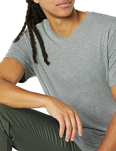 Amazon Essentials Camiseta de manga corta ajustada con cuello en V para hombre, paquete de 2, gris jaspeado, talla XL
