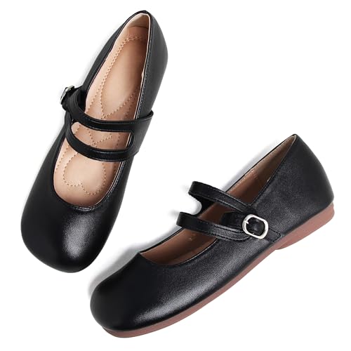 Dear Time Women's Cute Ballets Double Strap Comfortable Mary Jane Flats Casual Uniform Shoes2