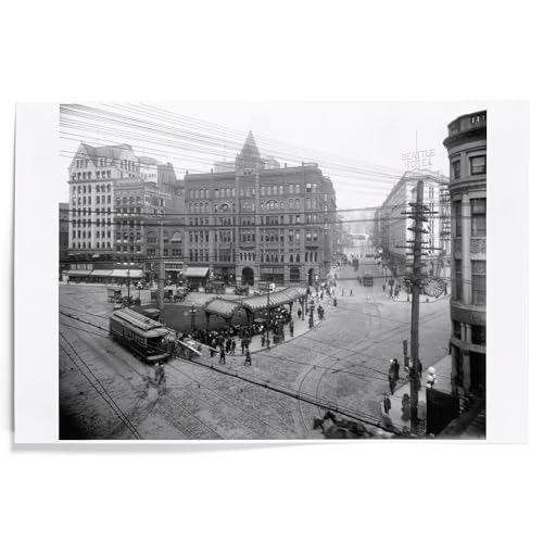 Lantern Press Seattle, Washington, Pioneer Square Panoramic View, Vintage Photograph (12x18 Art Print, Travel Poster Wall Decor)