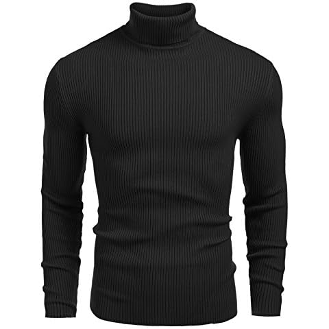COOFANDY Men's Roll Neck Knitted Jumper Cover