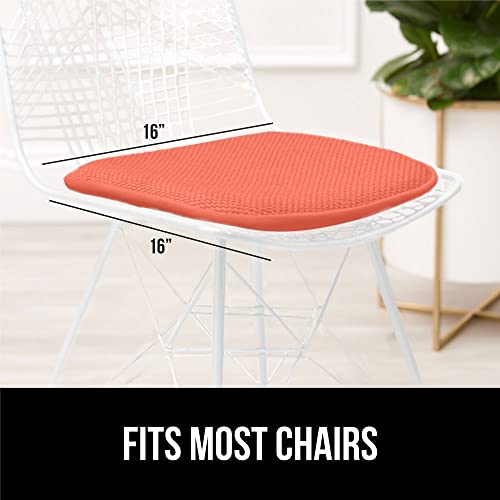 Gorilla Grip Memory Foam Chair Cushions, Comfortable Pads For Dining Room, Kitchen Table, Office Chairs, Stay In Place Backing, Comfortable Microfiber Seat Pad Cushion, Set Of 4, 16X16, Coral #TOP6