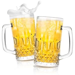 2Pack Beer Mugs – Glass Mugs, 22 oz Freezer Glasses Beer Mugs – Perfect Beer Cooler Cups for Home Bar Accessories, Beer Gifts for Men