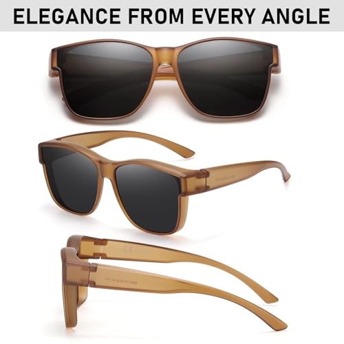 Image of GEGURI Polarized Sunglasses Fit Over Glasses for Men Women, Oversized Square Sun Glasses UV400 Protection Shades