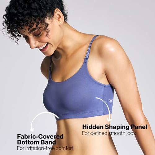 Image of NYKD NYB003 Cotton Lightly Padded Non Wired Triangle T-Shirt Bra Medium Coverage Multiway Detachable Straps All Day Comfort