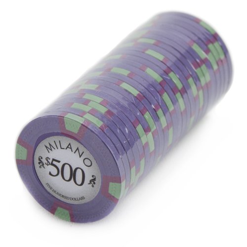 Claysmith Gaming $500 Clay Composite 10 Gram Milano Poker Chips - Sleeve Of 25 #TOP3
