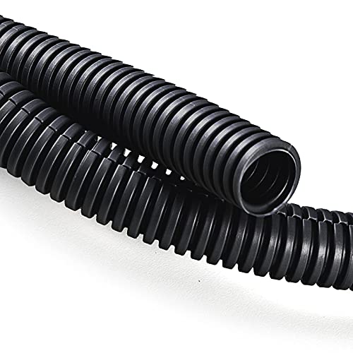 Image of 20FT 1 /4in Wire Loom Split Tubing Auto Wire Conduit Flexible Cover Black
