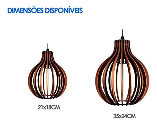 Lustre Redondo Pendente De Madeira 21x18cm - Chocolate