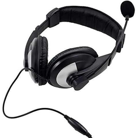 iMicro IM750BM Leather Headset w/ Microphone, Silver/Black, 3.5mm Cover