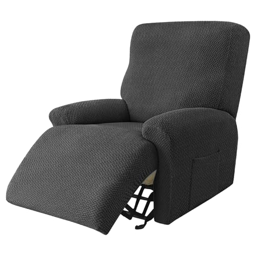 PORFOYO Coprisedia elasticizzato per poltrona relax completo, 4 pezzi, per poltrona relax e poltrona, con tasche