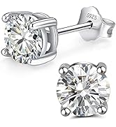 Damen Ohrringe Geburtsstein Ohrringe 925 Sterling Silber für Damen Mädchen Sparkling Round Cut CZ...