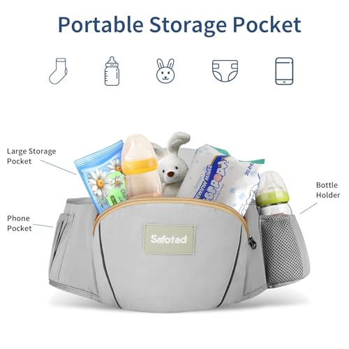 Safotad Baby Carrier With Hip Seat,Ergonomic M Position 6In1 Baby Carrier Newborn To Toddler,Head Support And Breathable Mesh Newborn Carrier,Adjustable Baby Holder Carrier For Dad&Mom-Grey thumb #7