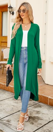 Image of Newchoice Womens Long Cardigan Summer Casual Draped Open Front Lightweight Long Sleeve Cardigan Duster with Pockets