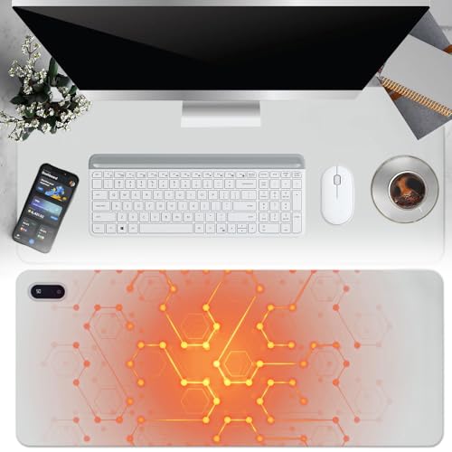 Rppiup - 80x33cm Tapis de Souris Chauffant, Sous-mains bureau avec Affichage avec 5 Niveaux de Température, Tapis de Souris avec contrôle Tactile Grand pour Le Bureau/La Maison en Hiver