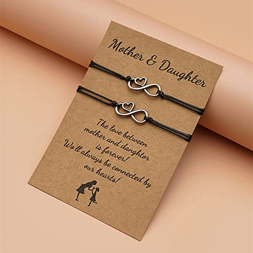 YALLNASL Mom and Daughter Gifts Bracelets for 2 Infinity Heart Bracelet for Mama Daughter Mothers Day Birthday Gift for Mother and Daughter Gifts Matching Bracelet for Mommy and Me2