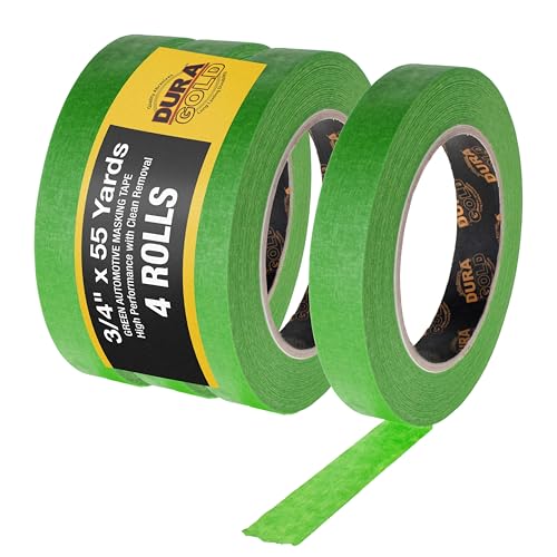 Dura-Gold Green Automotive Masking Tape 3/4 Inch (0.7 Inch x 55 Yards), 4 Rolls - Premium...