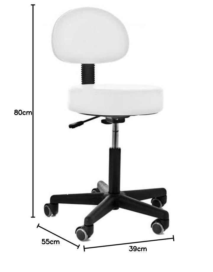 Sgabello Girevole Regolabile Con Schienale - Pelle PU, Altezza 48-65cm, Nero