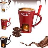Ceramic Chocolate Melting Mug with Candle and Fork for Dessert Fondue