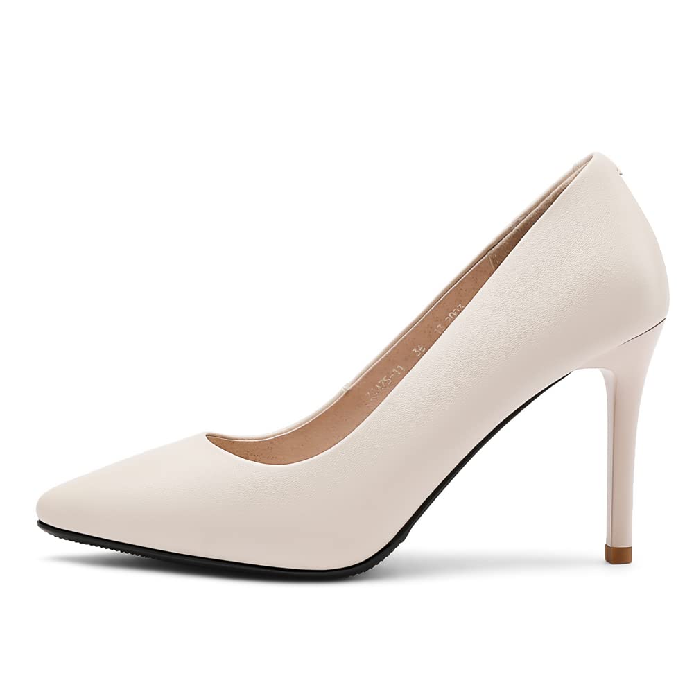 Mujer Cuero Genuino 5CM/7CM/9CM Tacones Altos Elegante Puntiagudo Pumps Zapatos de Oficina