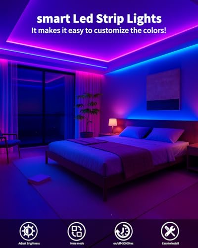 Tira de luces LED inteligente RGB 50 pies con control por app miniatura 4