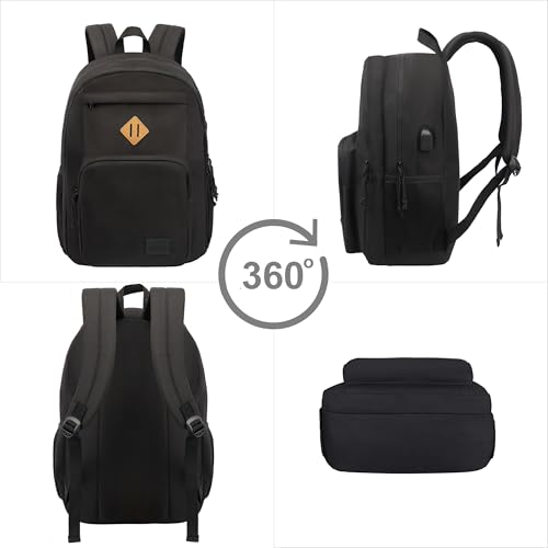 KEOFID Classic Travel backpack for Men and Women, Anti theft Laptop backpack with USB Charging Port for College, Business(Black) - Image 6