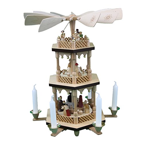 Piramide natalizia dei Monti Metalliferi Richard Glaser Seiffen Piramide natalizia a 2 piani, colore naturale, 13721