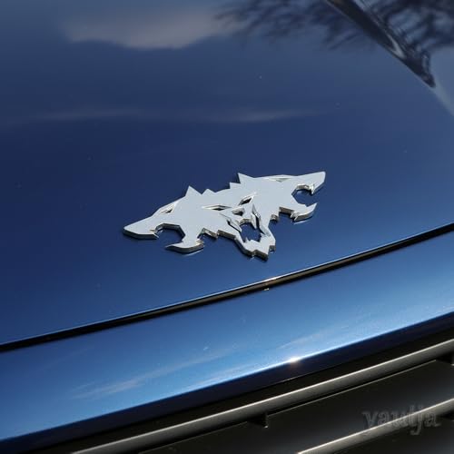 Image of Yautja 3D Metal Cerberus Emblem Decal Wolf Head SilverGlitter Badge Sticker | Wolf Pack Emblem Decal, Zinc Alloy Rear Side Front Badge, Universial Decorative Decal for Cybertruck Truck Motorcycle Trunk