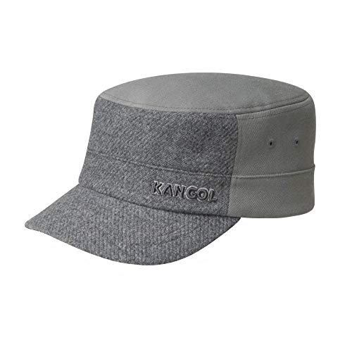 Kangol Textured Flexfit Army Cap Heren - pet fitted military achterkant gesloten met klep Klittenbandsluiting voor Zomer/Winter - L/XL (58-61 cm) grijs