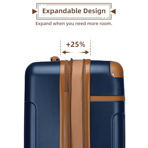 LARVENDER Luggage Sets 3 Piece Expandable Carry on Luggage 22x14x9 Airline Approved Hardshell Suitcase with Wheels TSA Lock, Lightweight Suitcase Set for Women with Travel Backpack, Navy Blue - Image 3