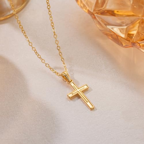 SPONIT Cross Necklace for Women 14K Gold Cross Necklaces for Women Gold Crosses Chain Necklace for Womens Dual-Layer Design with O-Chain Crosses Pendant Necklaces for Womens4