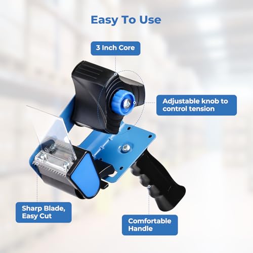 MUNBYN Dispensador de Fita de Embalagem, Dispensador de Fita Resistente para Remessa, Mudança, Selag