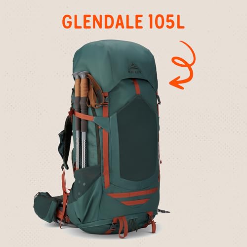 Image of Kelty Glendale 65L to 105L Internal Frame Backpack - Multi-day Backpacking Thru Hiking Pack, Adjustable Suspension, Customized Fit (Duck Green, 105L)