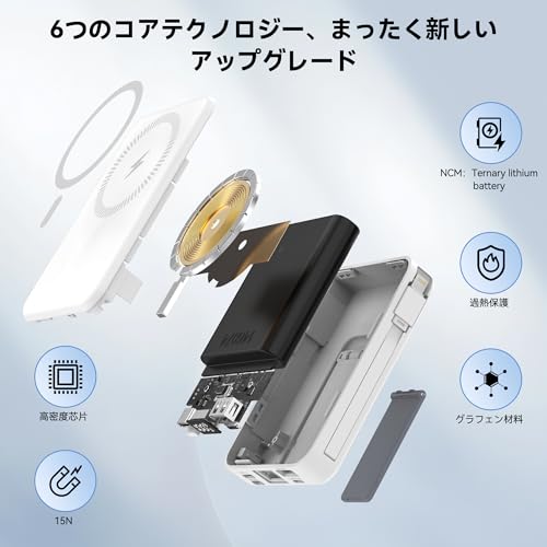 ROHOU モバイル バッテリーMagSafe対応 10000mAh大容量 A28 の商品画像 2