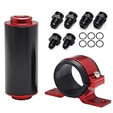 HTRACING Inline Fuel Filter Kit 6AN 8AN 10AN Adapters 50mm 100 Micron Flow with Fuel Pump Filter Bra