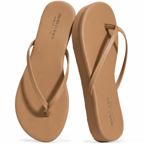 Project Cloud Platform Sandals Women - Memory Foam Insole Flip Flops and Lightweight Womens Sandals - Non-Slip Summer Thong Sandals for Women 2026 (ELEVATION-TAUPE-8M)