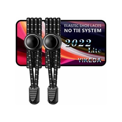YIKEDA No Tie Elastic Laces 120CM Elastic Shoe Laces No Tie Elastic Shoelace Lock System Suitable for Kids Adults Elderly Disabled (Black) Cover