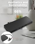Lenovo USB-C Dock de voyage mince, 8 Ports, jusqu'à 65W PD Passer à travers, intégré USB-C Câble, 4K Support d'affichage, noir