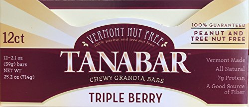 Vermont Nut Free Chocolates Chewy Granola Tanabar (Triple Berry) 2.1 Ounce Bars, 12 Count #TOP4