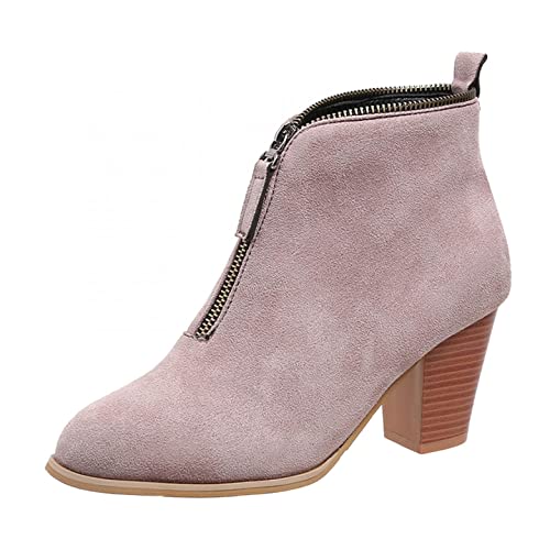 Stivali Donna Moda Stivaletti a Righe a Punta Scarpe con Tacco Alto con Cerniera (43,Rosso)