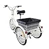 20" tricycle adulte vélo 8 vitesses circuit Tricycle avec panier Shopping 3 roues vélo pour adultes et personnes âgées Shopping, pique-nique blanc #4