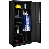 tectake® Armario Archivador Metálico de Oficina, Estanterías Metálicas - 180x80x40cm Negro