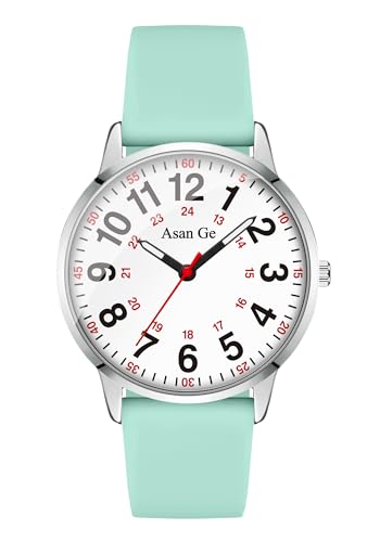 Asan Ge Montre d'infirmière pour infirmière, professionnels de la santé, étudiants, médecins, femmes et hommes, montre étanche 24 heures, heure militaire,...