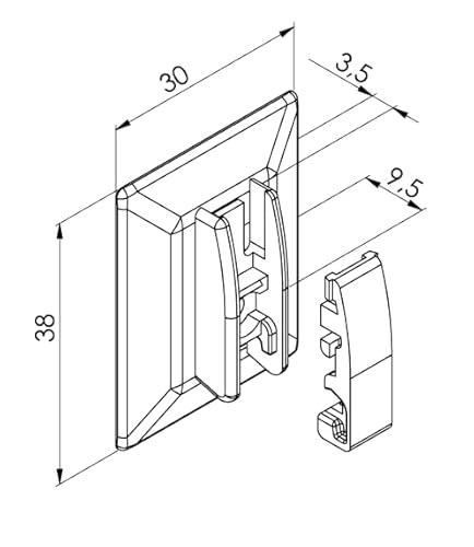 Aerolux Klebeplatten mit Klemmschuh universal für Plissees, verstrebt, 4er Pack inklusive Reinigungstuch, Montage von Plissees ohne Bohren am Fensterrahmen (anthrazit, 1x 4 Stück)