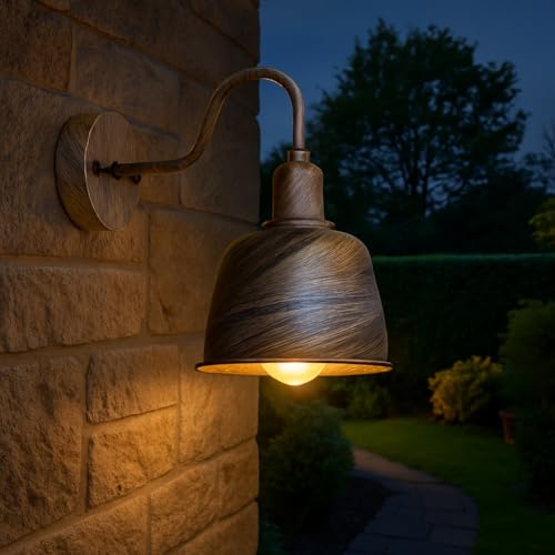Image of DC VOLTAGE Outdoor Wall Lights,IP65 Waterproof Down Lights Outdoor Mains Powered,Outside Lights Exterior Sconce E27,Metal Garden Wall Lamp for Front Door,Garage,Porch (Brushed Copper Sconce)