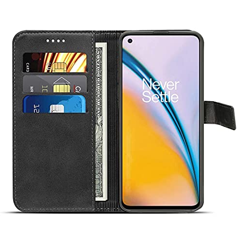 Image of Flip Cover Compatible with OnePlus Nord 2 5G | Premium Leather Finish | Inbuilt Pockets & Stand | Flip Cover Back Case for OnePlus Nord 2 5G (Black)